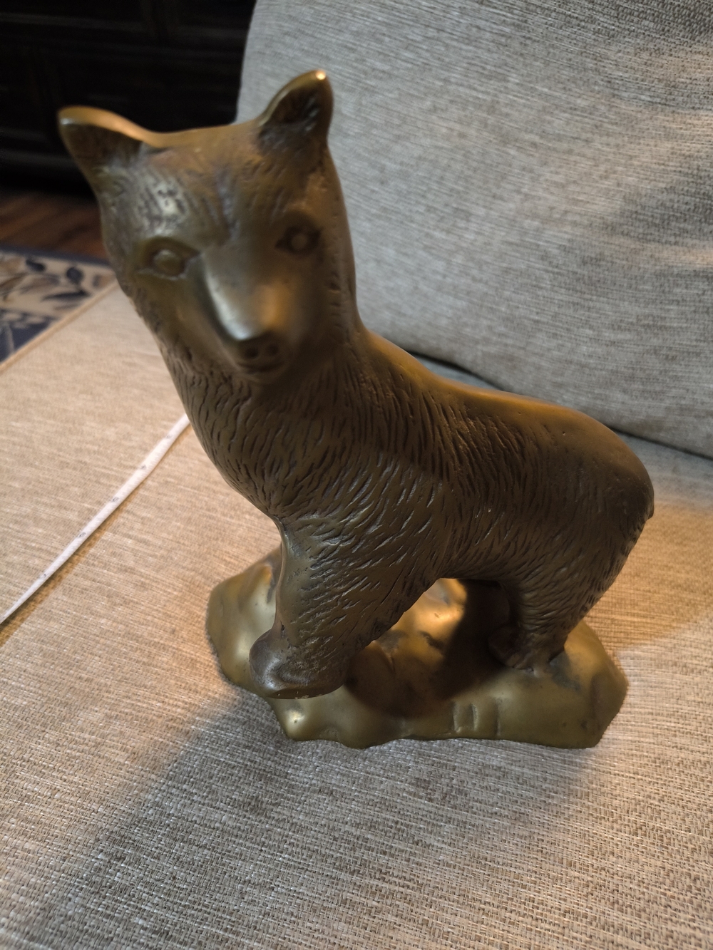 Brass Bear Figurine - Gold Tone Decorative Statue - Picture 5 of 6